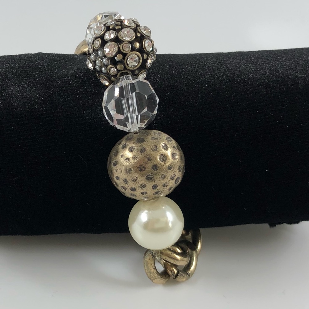 Gold Tone Pearl and Bead Bracelet